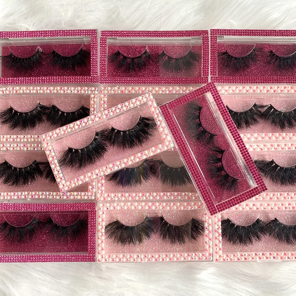 

Popular wholesale lash 25mm 3d fluffy mink fur eyelashes lashes vendor, Black