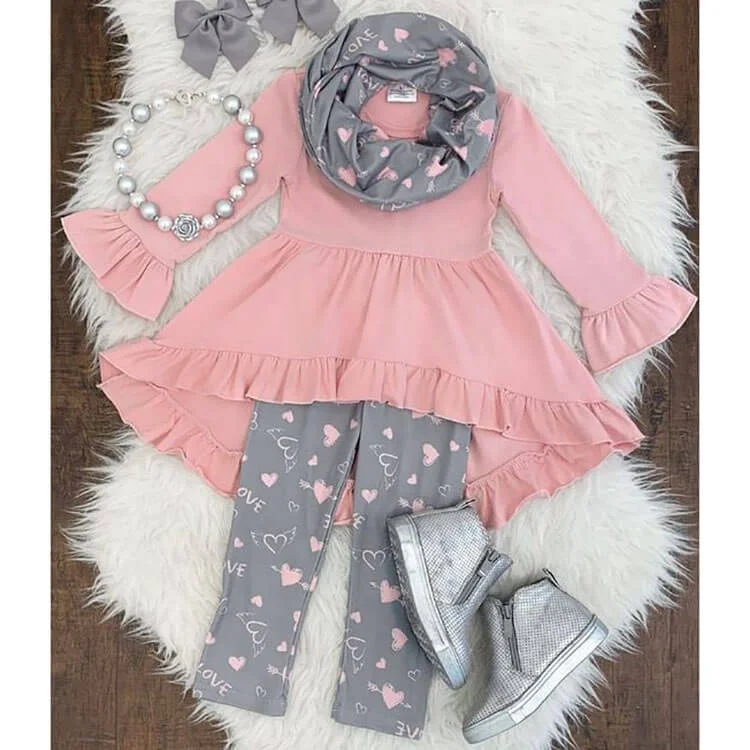 

Christmas long sleeve baby clothes set matching outfit girls clothing kids fall set, As picture or customized