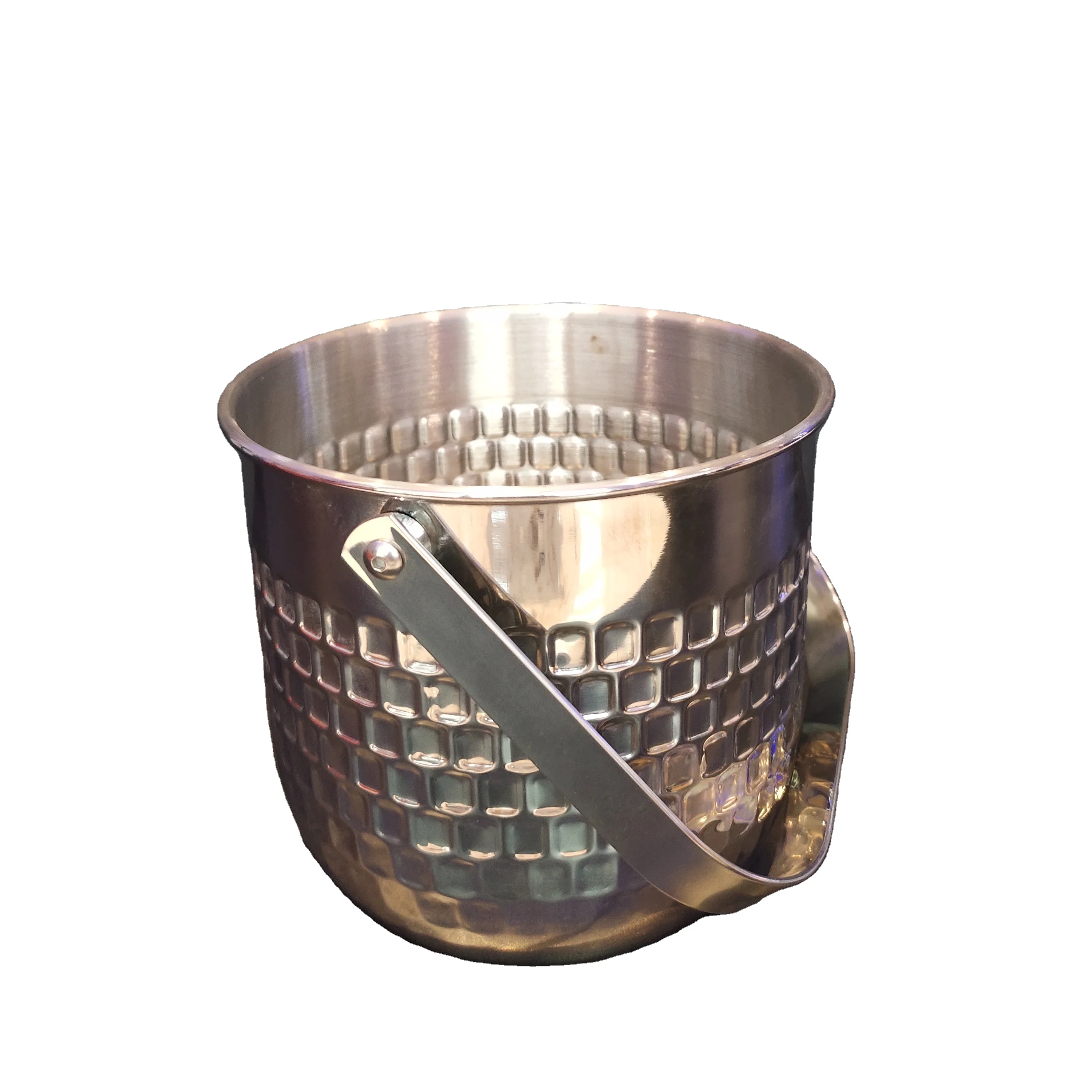 

Customer Logo Sustainable Barware OEM Ice Bucket with Handle High Quality Cheap Stainless Steel sliver Champagne Bucket