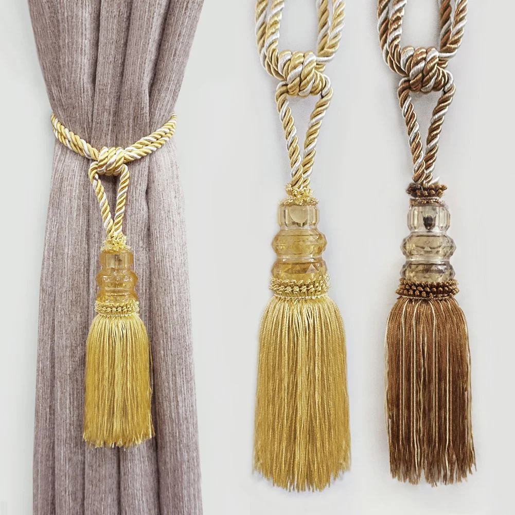 

Curtain Tassel Curtain Tiebacks Tracks Woven Tiebacks Crystal Holdbacks Home Decorative Tassels, Normal color