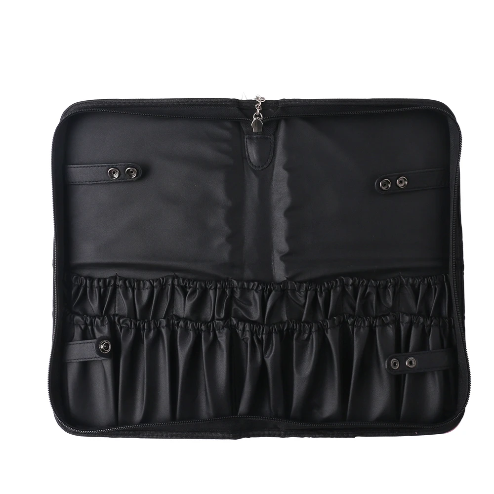 

BEILI Custom logo beauty travel make up organizer brushes pouch brushes set case cosmetics pink makeup bag luxury cosmetic bag, Black