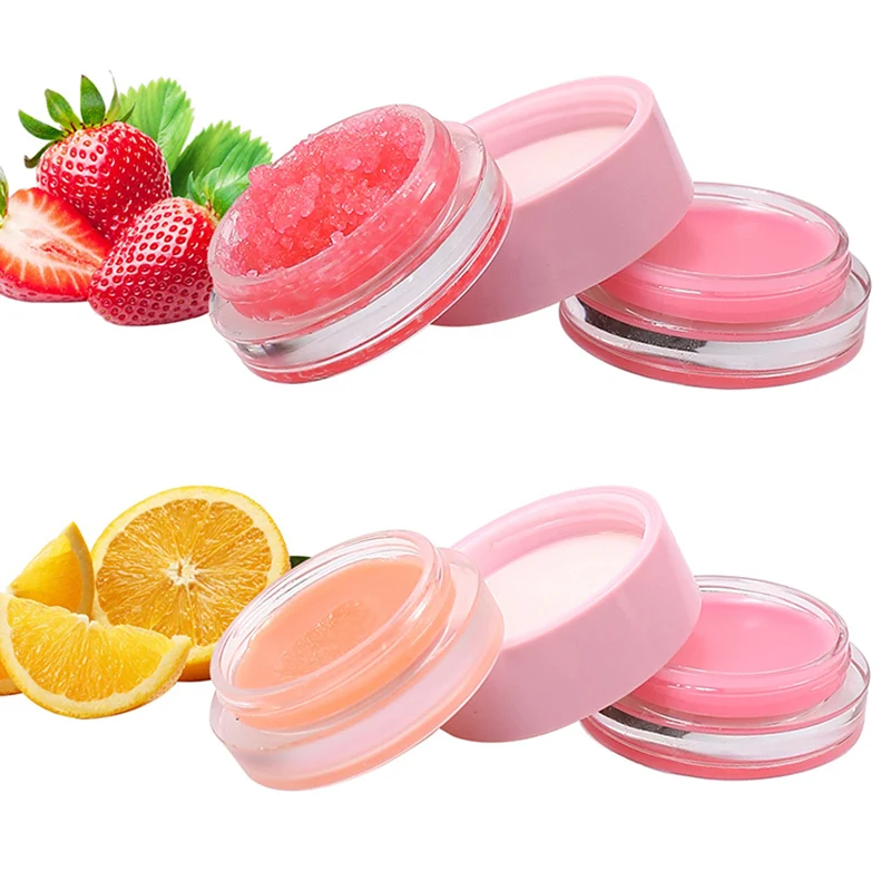 

2 In 1 Balm Lip Scrub Repair Treatment OEM Moisturizing Private Label Custom Logo Fruit Lip Balm Scrub