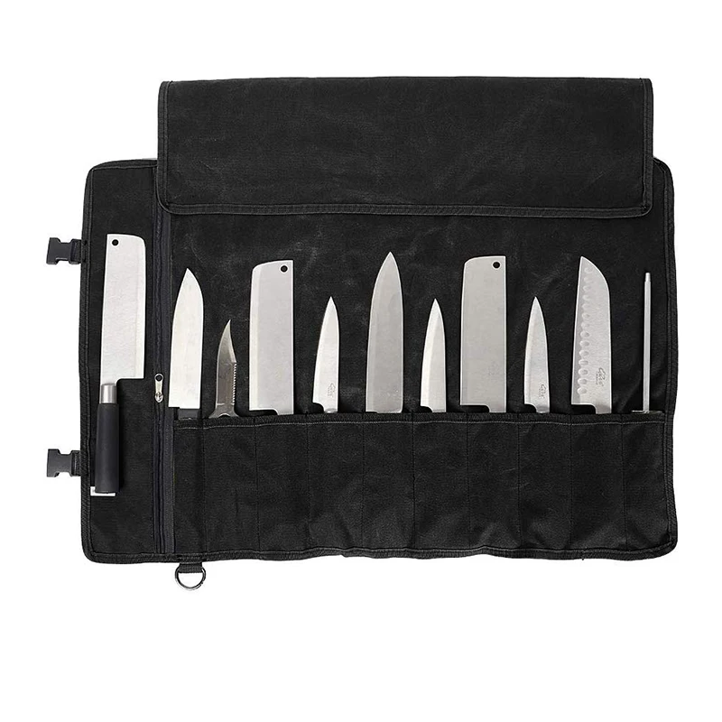 Knife Roll For Chef Heavy Duty Waxed Canvas Japanese Knife Set Case