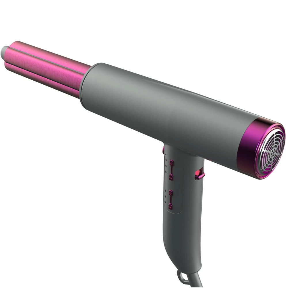 

Portable Salon Rotating Curling Wand Hair Dryer Professional Curling Iron, Silver