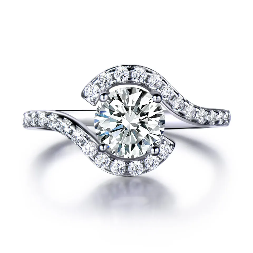 

Luxurious 18k Gold Plated Cubic Zircon Silver Infinity Solitaire Diamond Engagement Ring