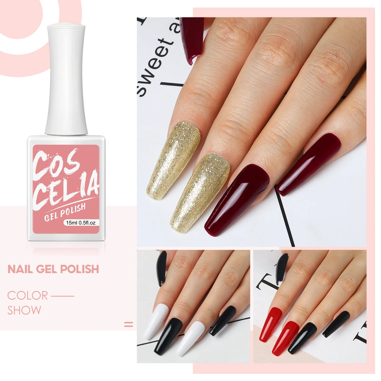 

COSCELIA 15ml Wholesale 8 Colors Gel Nail Art Set with Gift Box for Nail Art DIY Salon at Home