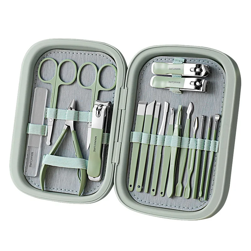 Professional 18PCS Manicure & Pedicure Tool Set Stainless Steel Nail Clipper Kit Travel Manicure Pedicure Tool Set Box Packed