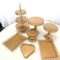 

7 Thin Disk Pcs White Wedding Set Crystal Cake Tray 3 Tier Metal Cupcake Cake Stand Dessert Stands Wholesale