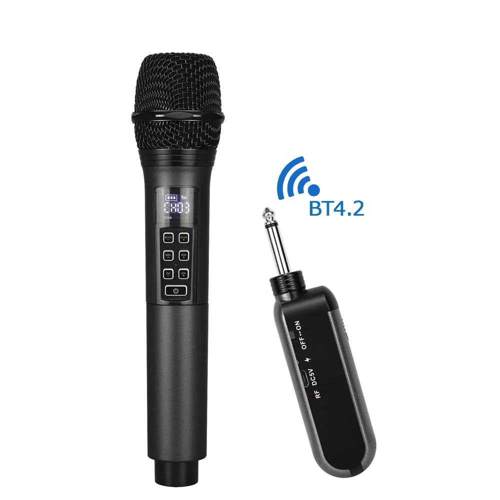 

2021 new Karaoke speaking Echo Treble Bass wireless microphone for singing, Grey/gold