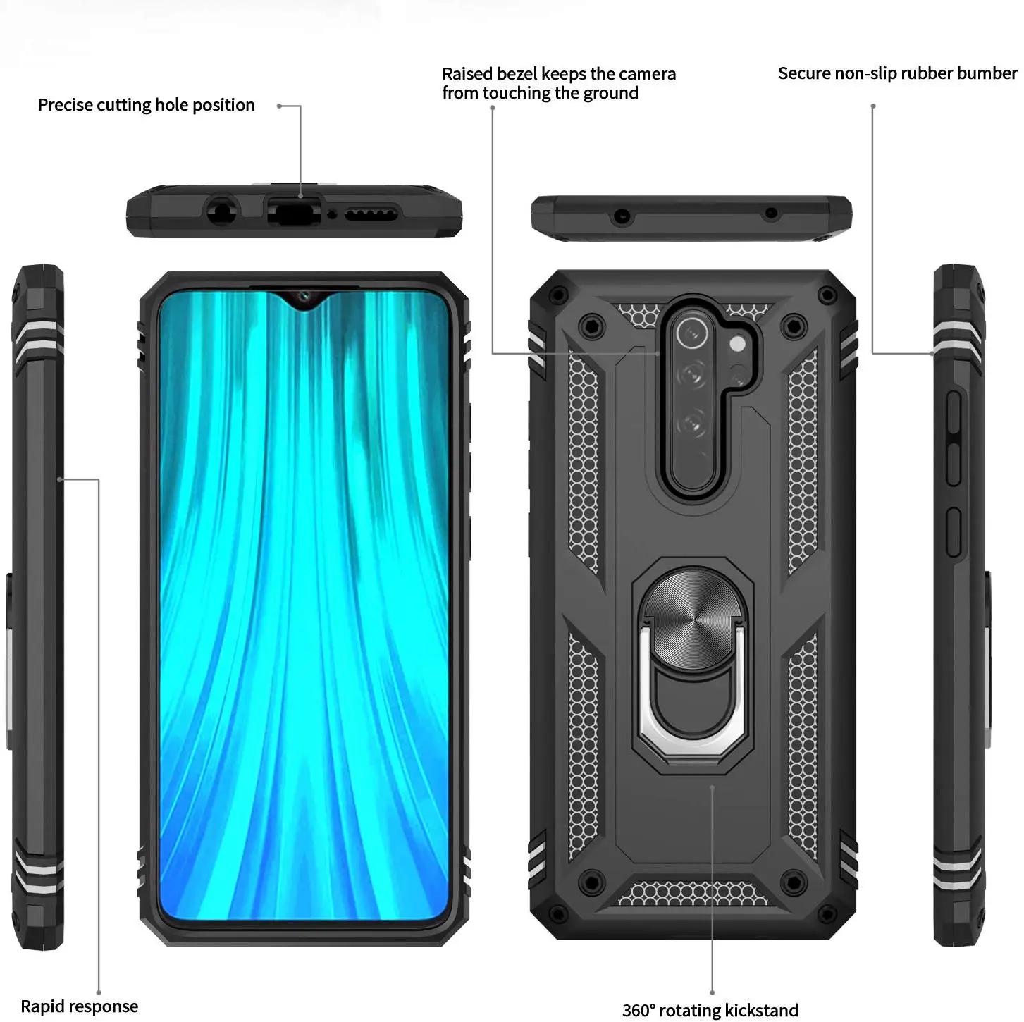 Leyi For Xiaomi Redmi Note 8 Pro Case With Tempered Glass