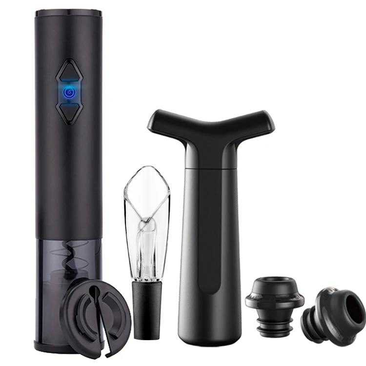 

2020 New Year Gift Amazon Best Seller Deluxe Electric Wine Opener Gift Set with Wine Pump Aerator Wine Accessory Set