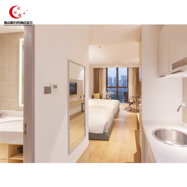 
Foshan Veneer Commercial Apartment Bedroom Set Hotel Furniture 