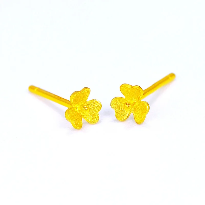 

Certified Gold Earrings 5G Pure Gold 999 Small Flower Earrings 2021 Fashion Women's Pure Gold