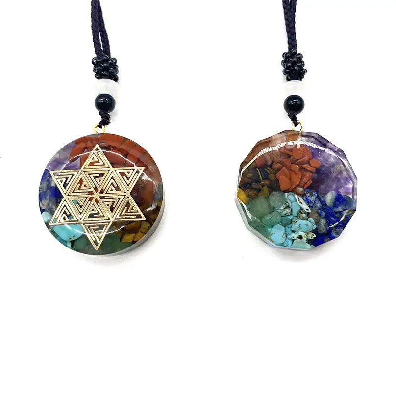 

Amazon hot selling Natural stone synthetic Crystal Organ energy pendant Jewelry necklace, Mixed color