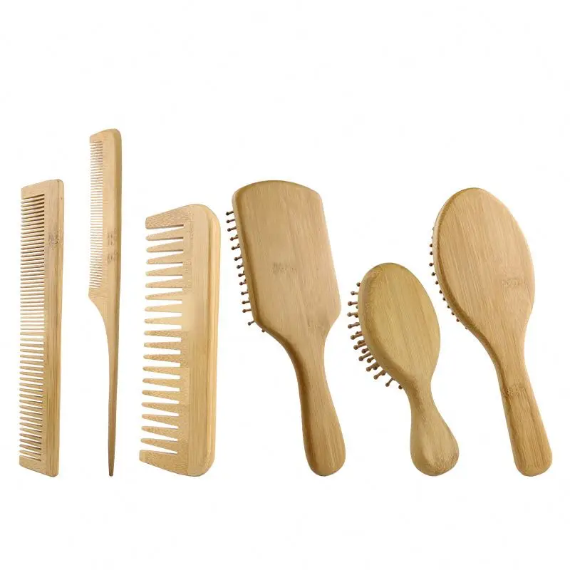 

100% natural wooden handle hair brush yo2,um bamboo paddle hair brush and comb set