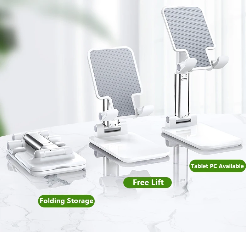 

Easy To Fold Mobile Stand For Desk And Bedside Chest Phone Holder, Black, white, pink, green