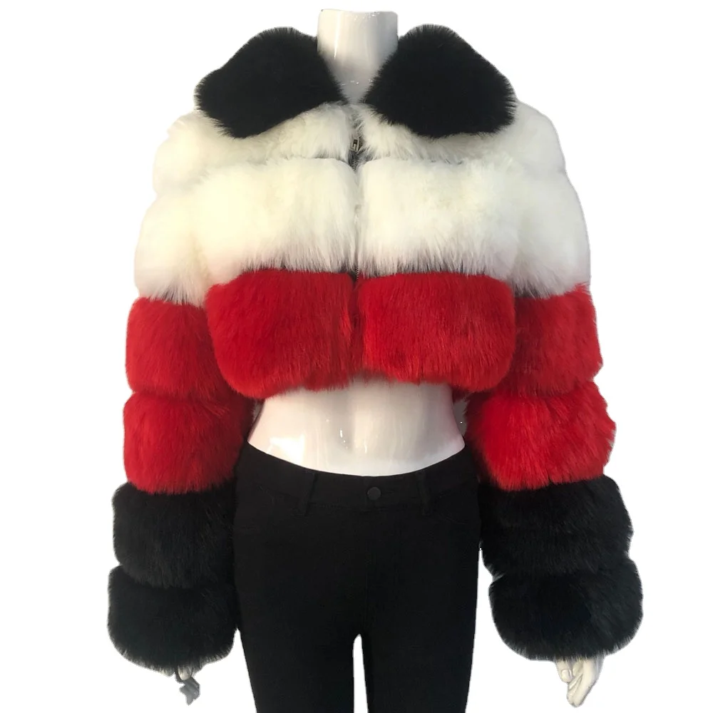 

2021 New Arrivals fashion women clothes women Long Sleeve zipper women ladies Faux Fur cropped jacket