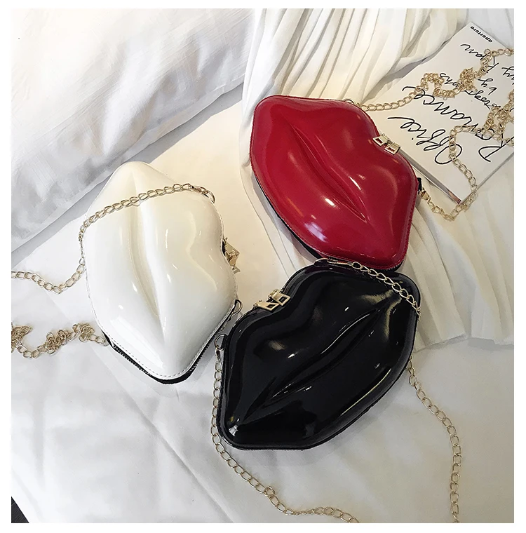 

women gold chains mini fashion crossbody clutch pink red lip purses