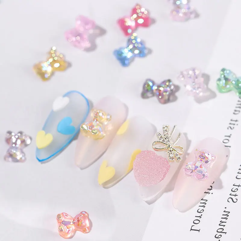 

Newest 3D Soft Nail Art Product Wholesale Silicone Bear Nail Decoration For Nail Art, Colorful