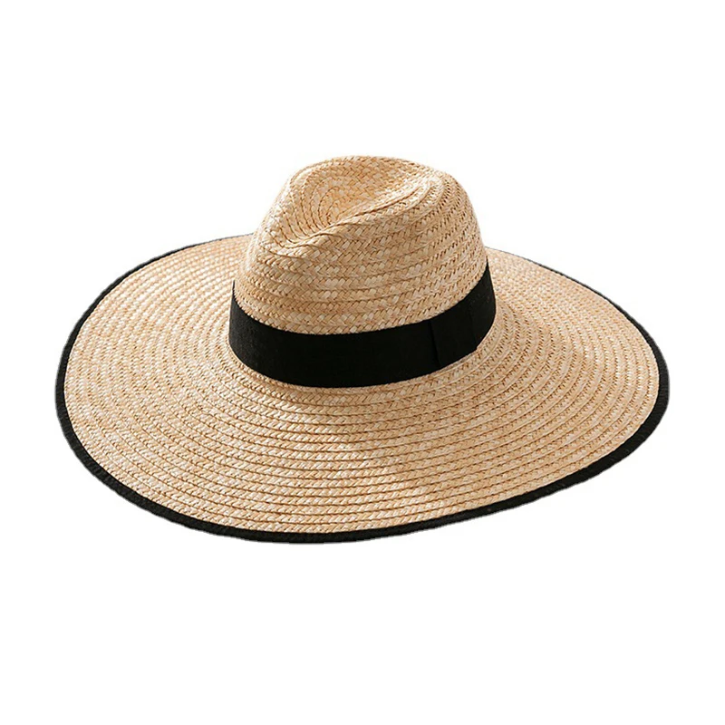 

Summer Men Women Classic Straw Sun Beach Hat Wide Brim Fedora Hats for UPF 50+ Sunscreen Protection Outdoor