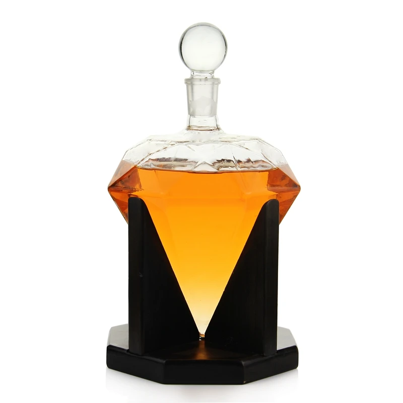 

1000ml Scotch Diamond Shape Design Glass Bottle Handmade Pyrex Glass Whiskey Wine Vodka Decanter, Transparent