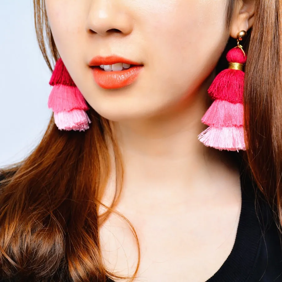 

New 3 Layered Bohemian Fringed Cheap Statement Tassel Earrings For Women Long Drop Dangle Earrings Boho Indian vintage Jewelry