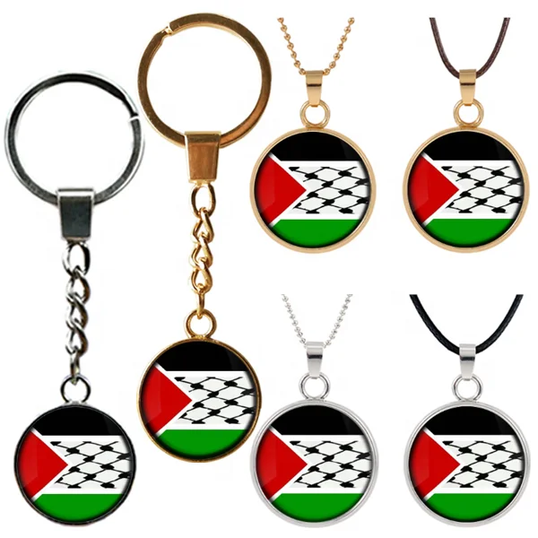 

Palestine tourist souvenirs Time glass Cabochon flag necklace, As pictures