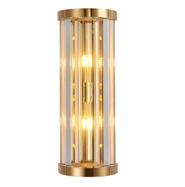 Postmodern light luxury crystal wall lamp simple and warm living room TV background wall lamp golden staircase bedroom bedside