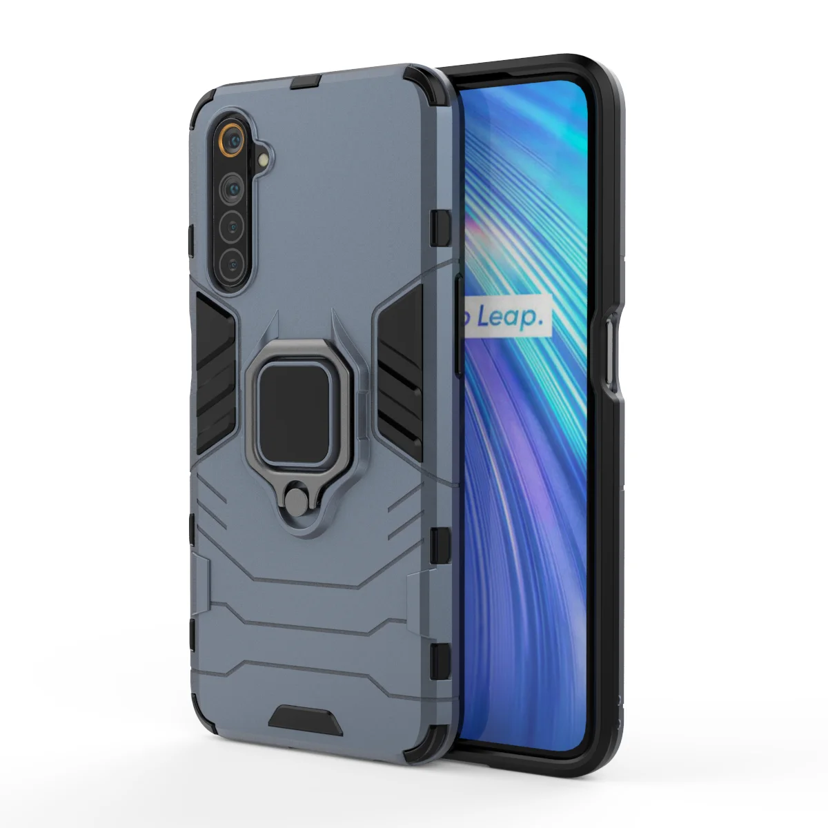 

2 in 1 360 high protective car magnetic shockproof tpu pc phone case For Oppo realme 6 back cover