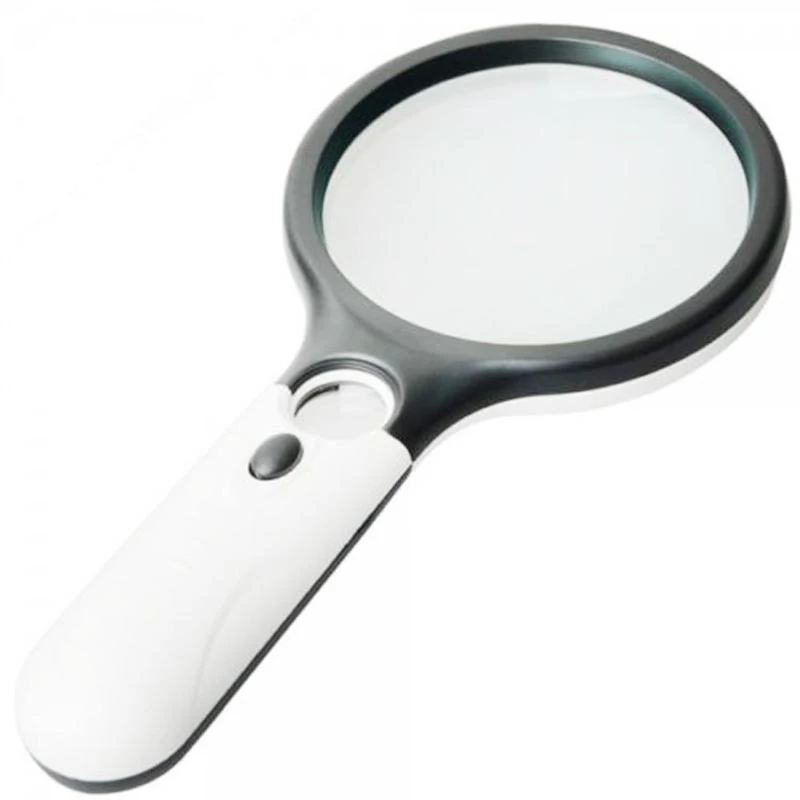 

45X Handheld Reading Magnifying Glass Illuminated Microscope Lens Jewelry Watch Loupe Magnifier With 3 LED