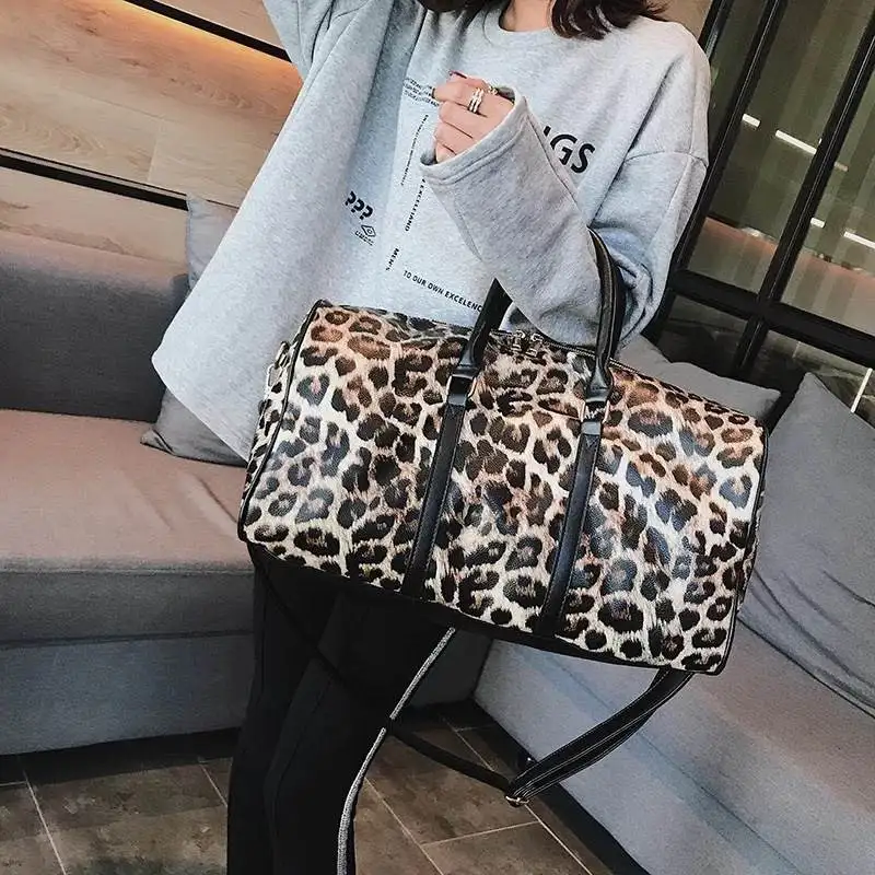 

Fashion Travel Bag Women Leopard Print Leather Luggage Bag Handbag, Pictures show