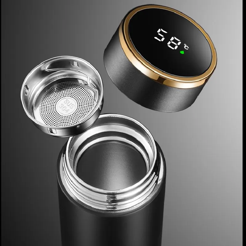 304 Double-layer Stainless Steel Vacuum Flask Gift Custom Logo Mug Smart Touch Temperature Display Temperature Measuring Cup