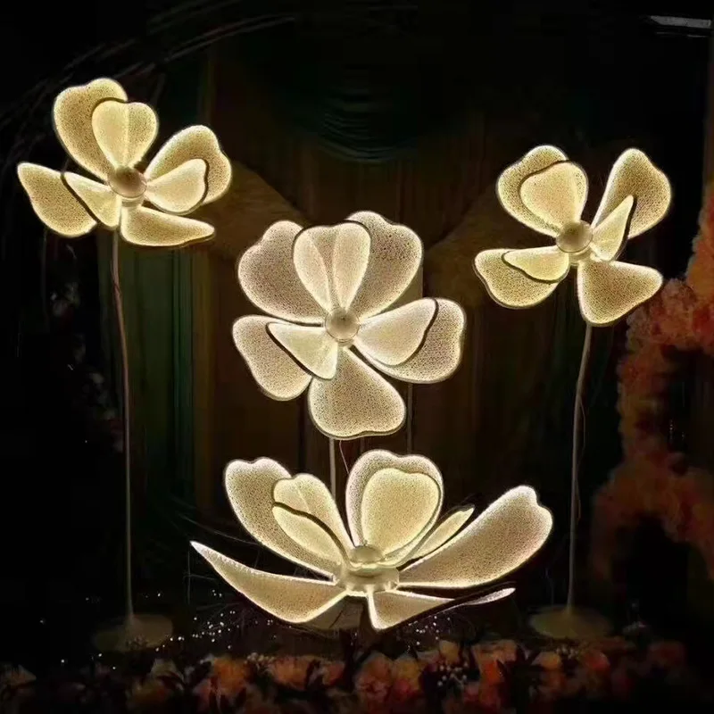 

4pcs in one set flower head rose peony wedding walkway prop leading light LED lamps for events arrangement