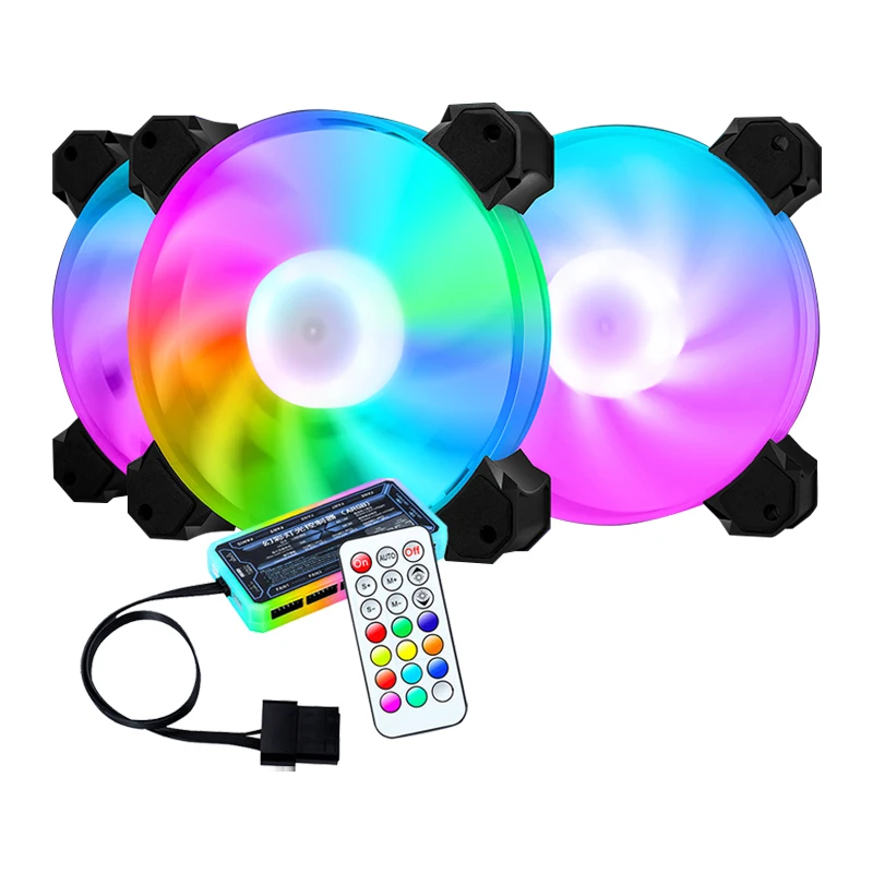 

Best Selling Custom Computer Fan CPU Radiator Cooling 3 Packs Fan RGB 120mm With ARGB Remote Set For Sale