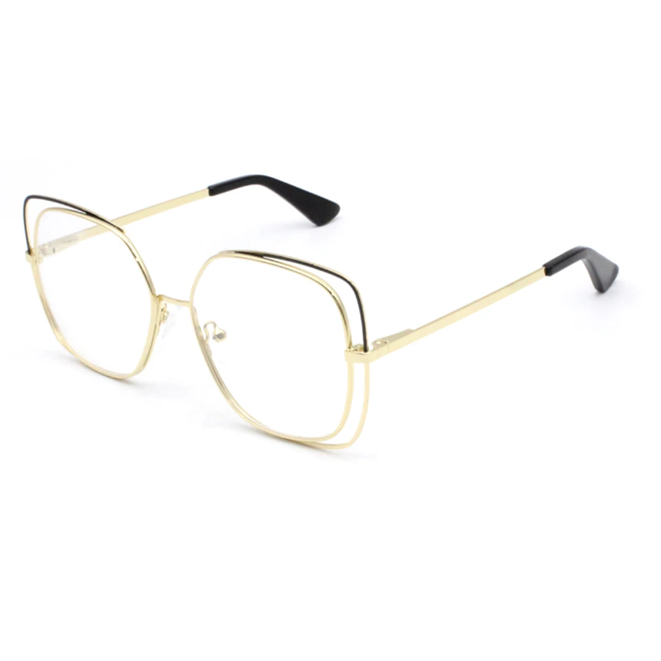 

95622 Oversize luxury eyeglasses frame for women hot sale high quality metal frame acetate tips optical frame, 4 colors
