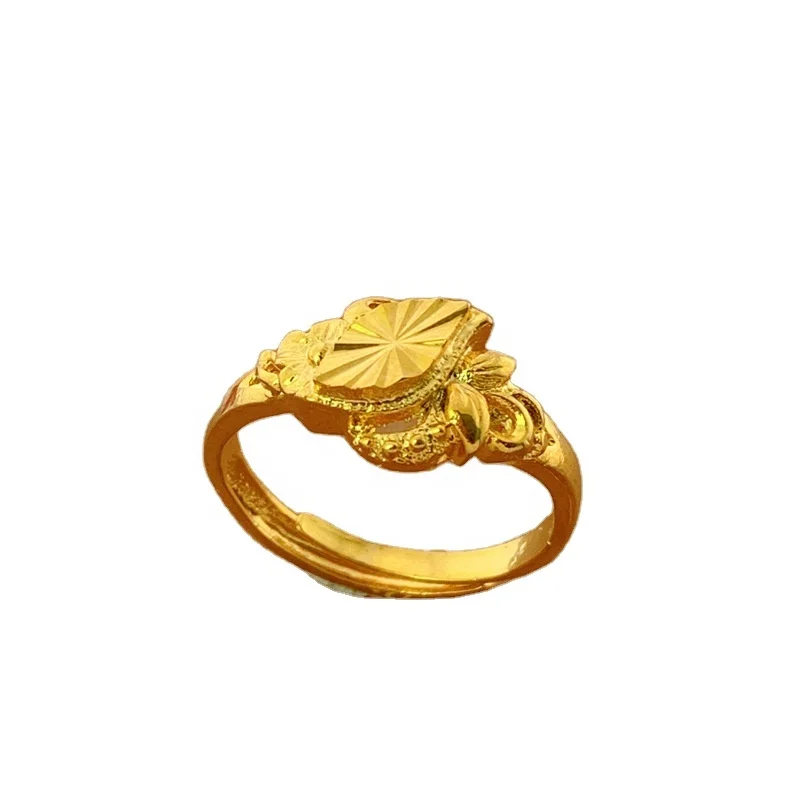 

Open Car Flower Copper Gold Plated Female Ring Plated 24K Gold Ring Vietnam Sand Gold Ladies Ring