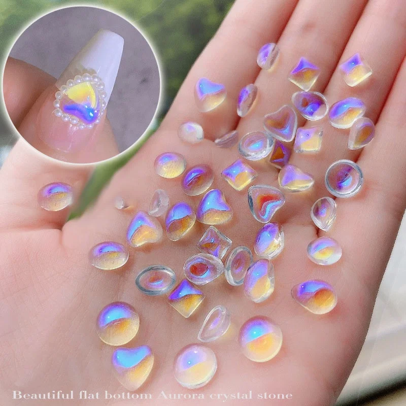 

Paso Sico 20pcs/bag Square Drop Oval Heart Round Shape Crystal Shimmer AB Flat Back Crystal Diamond Stone 3D Nail Rhinestones