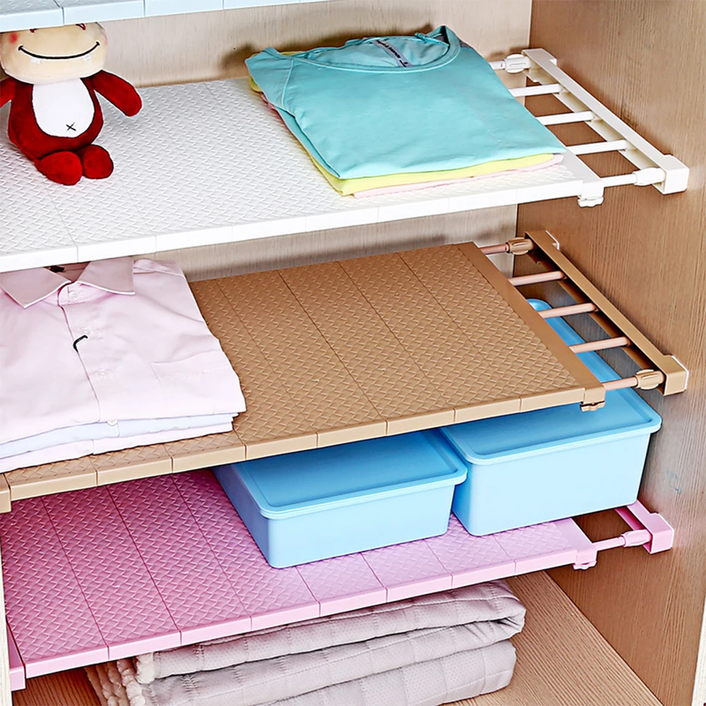 

Adjustable Closet Organizer Storage Shelf Wall Mounted Kitchen Rack Space Saving Wardrobe Decorative Shelves Cabinet Holders
