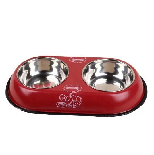 

Stainless Steel Multifunction Pet Bowl Detachable Washable Durable Thicken Double, Red/beige/orange/pink/black/blue