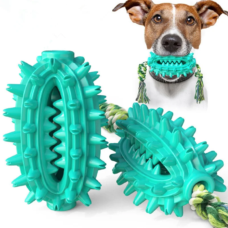 

Amazon Hot Sale New Design Molar Dog Toy Teeth Cleaning Bite Resistant TPR Cactus Shaped Interactive Dog Toy, Lake blue,yellow,green