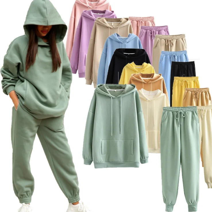 

Wholesale Custom Private Label Unisex Tracksuits Set Cotton Casual Wear Hoodie Full Length Pants Two Piece Tracksuit, Customized colors