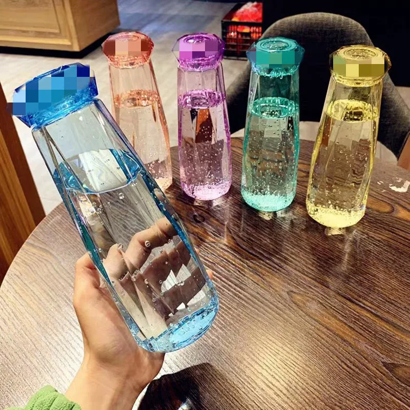 

shoutao 420ml Portable Cup Creative Promotional Water Bottle High Quality Diamond Glass Water Bottle Custom Logo