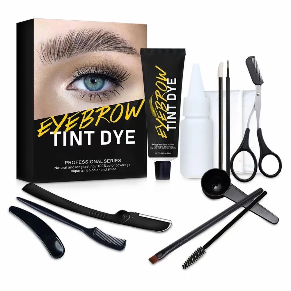 

2021 High quality Eyelash brow dye tint kit 3 color long lasting waterproof eyebrow dye makeup henna gel