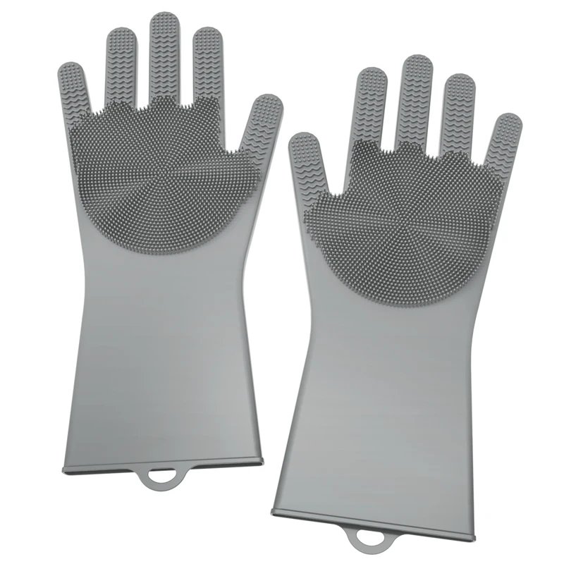 

Washing Dish Silicon Brush Scrubber Cleaning Glove Kitchen Heat Resistant Magic Rubber Silicone Dishwashing Gloves