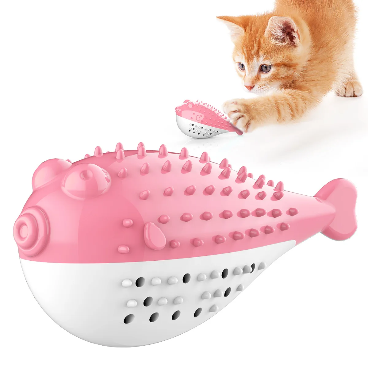 

Amazon hot rubber pet toys mint simulation cat toothbrush resistant bite cleaning teeth molar fish cat toy