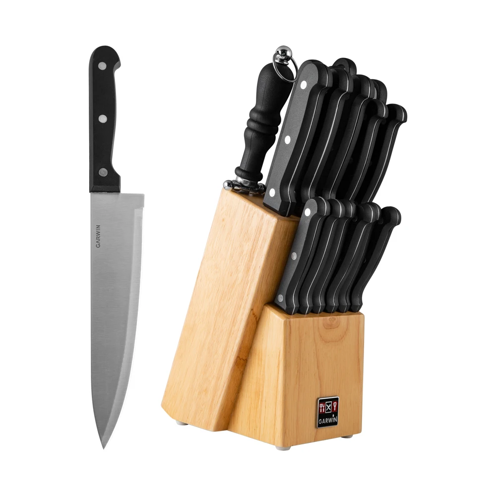 

German Stainless Steel Plastic Handle Kitchen Knife Set of 15 super sharp kitchen kitchen knives with knife holder