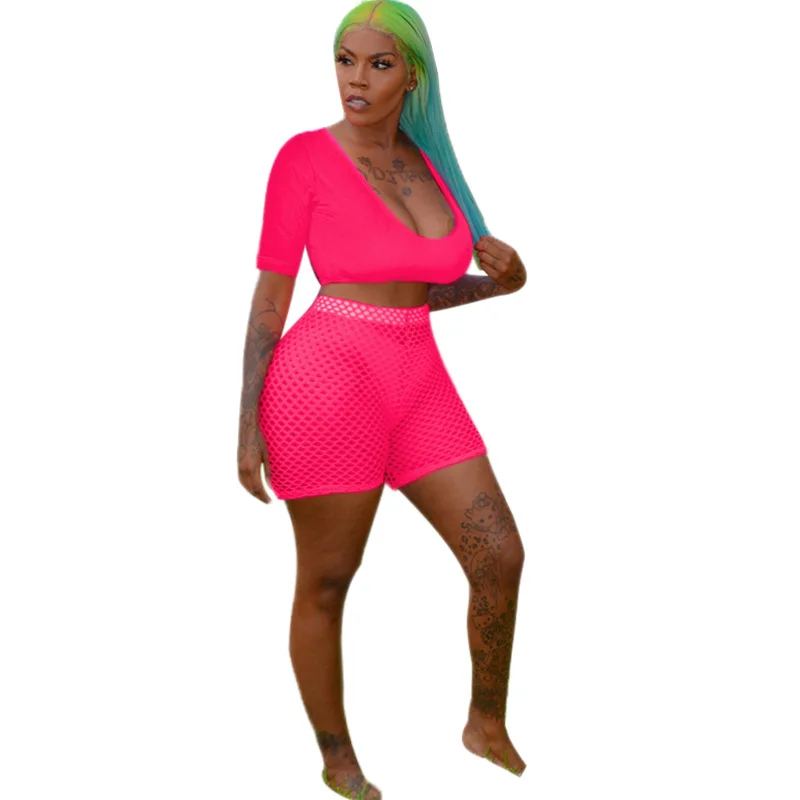 

2020 New arrivals women sexy short sleeve and pants fashion 3 piece pants set