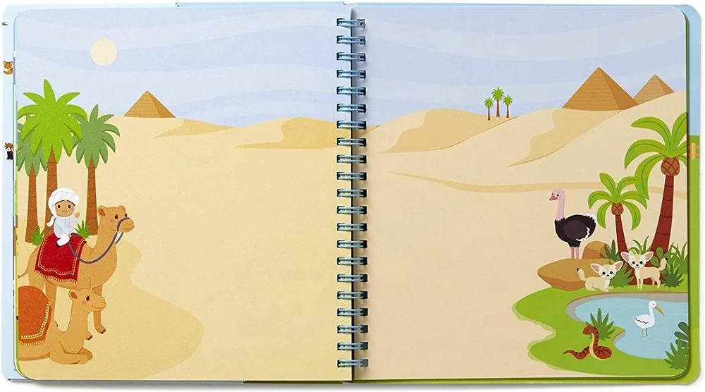 
Custom Spiral Bound Cardboard Kids Printing Children Sticker Book 