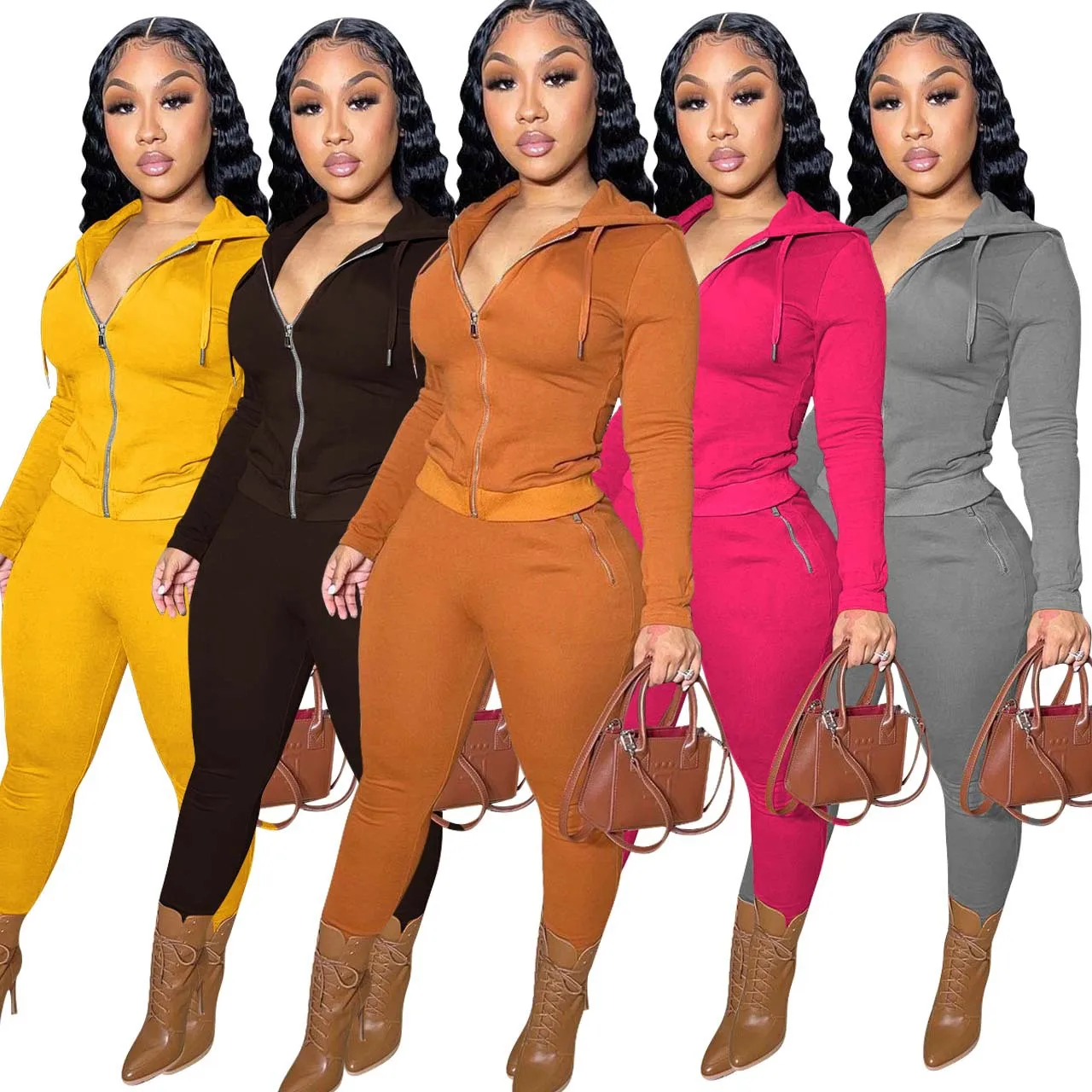 

2022 Fashion Sport Casual Women Long Sets Amazon new fashion casual solid color thick velvet Jogger Set Outfit Women 2 Piece Set, Customized color/as show