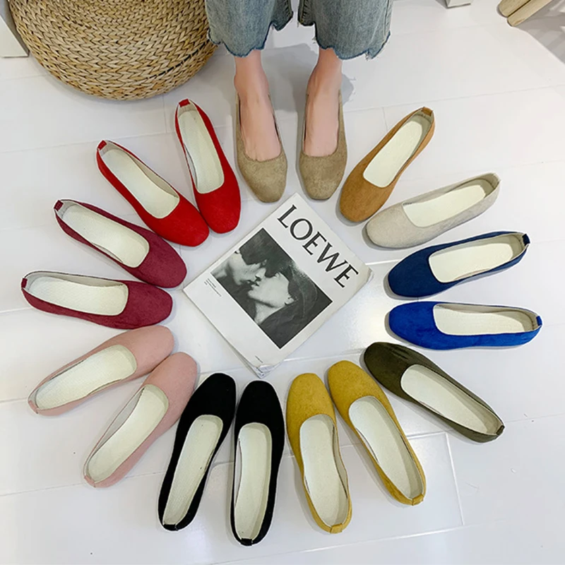 

Large Size Round Toe Soft Flats Slip on Ballet Women Flats Shoes